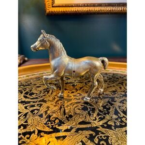 Vintage Brass Horse Figurine: Equestrian Decor, 5.5" Statue